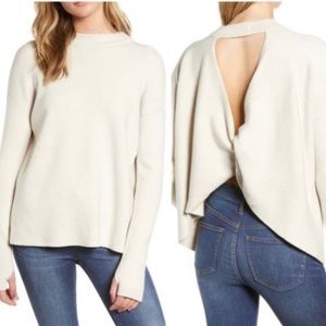 N:PHILANTHROPY OLLIE OAT CREAM Sweater, TWISTED OPEN BACK SWEATER L NEW